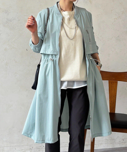 腰部抽繩設計 大衣