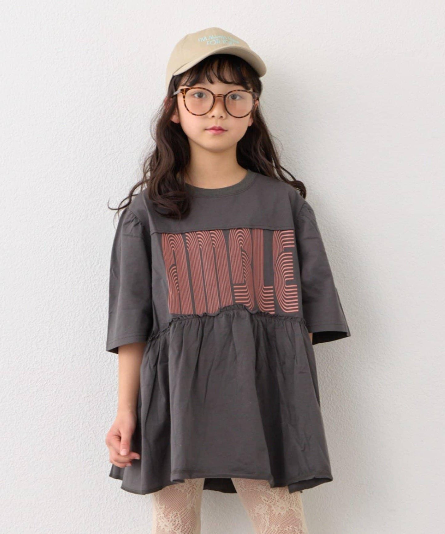 KIDS 厚印Logo 五分袖 罩衫連衣裙