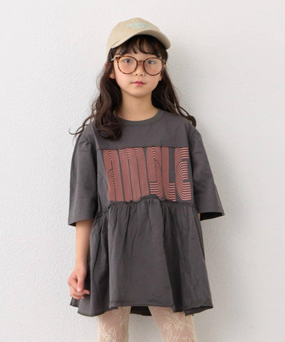 KIDS 厚印Logo 五分袖 罩衫連衣裙