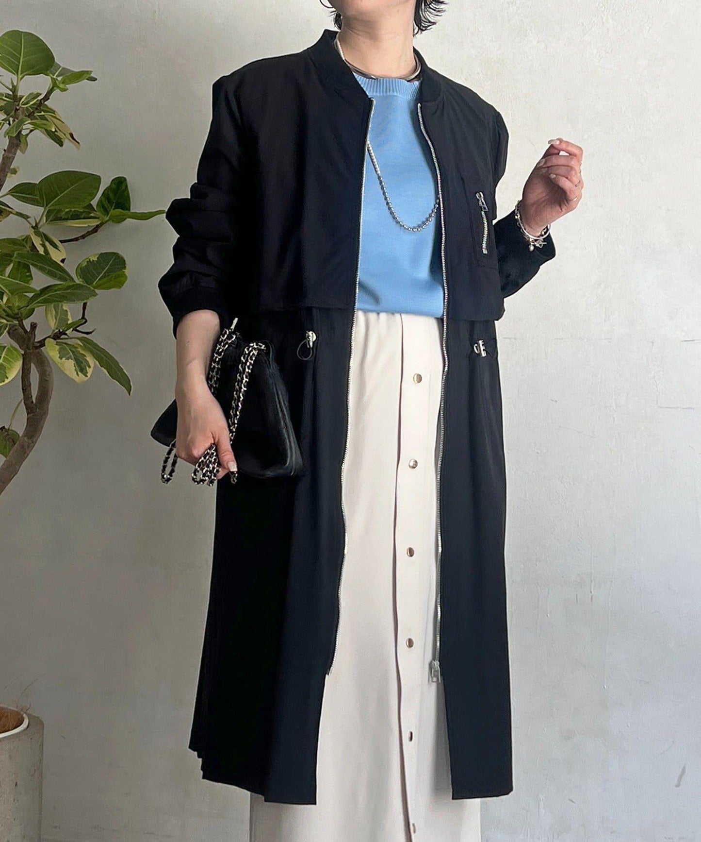 腰部抽繩設計 大衣