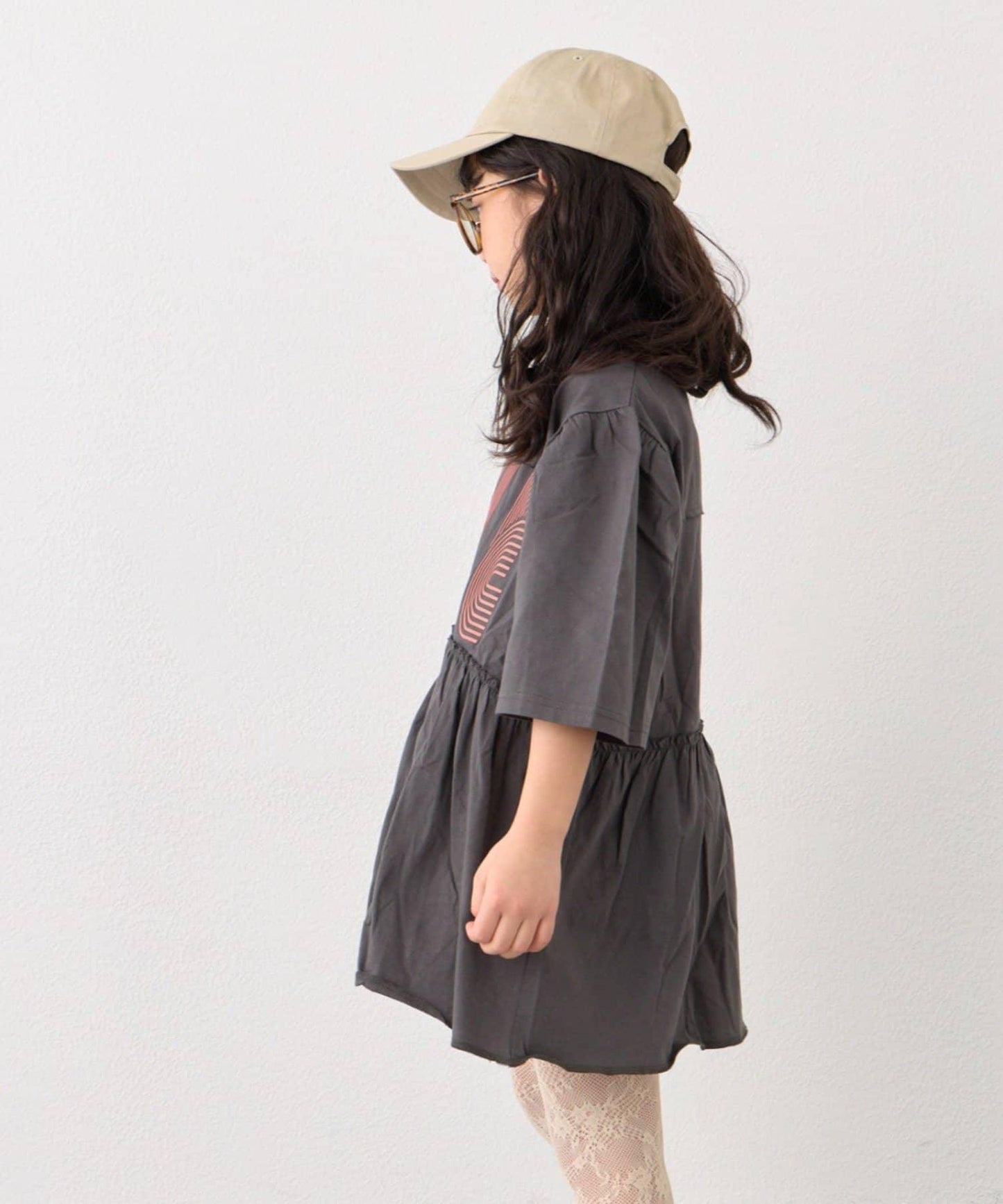 KIDS 厚印Logo 五分袖 罩衫連衣裙