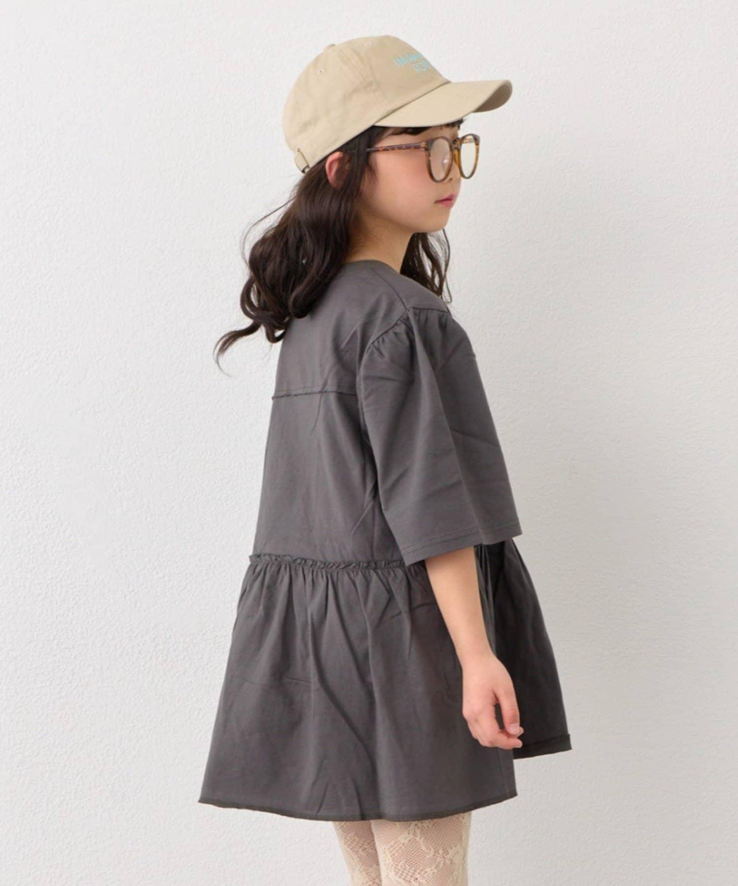 KIDS 厚印Logo 五分袖 罩衫連衣裙