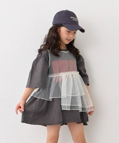 KIDS 厚印Logo 五分袖 罩衫連衣裙