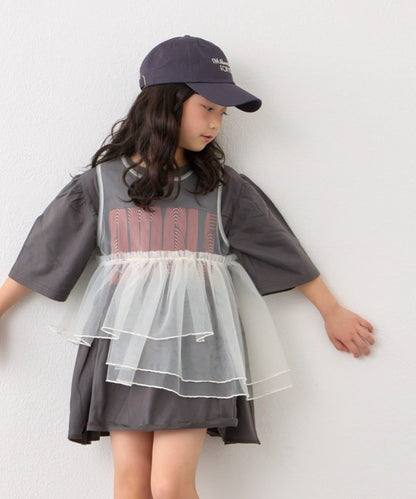 KIDS 厚印Logo 五分袖 罩衫連衣裙