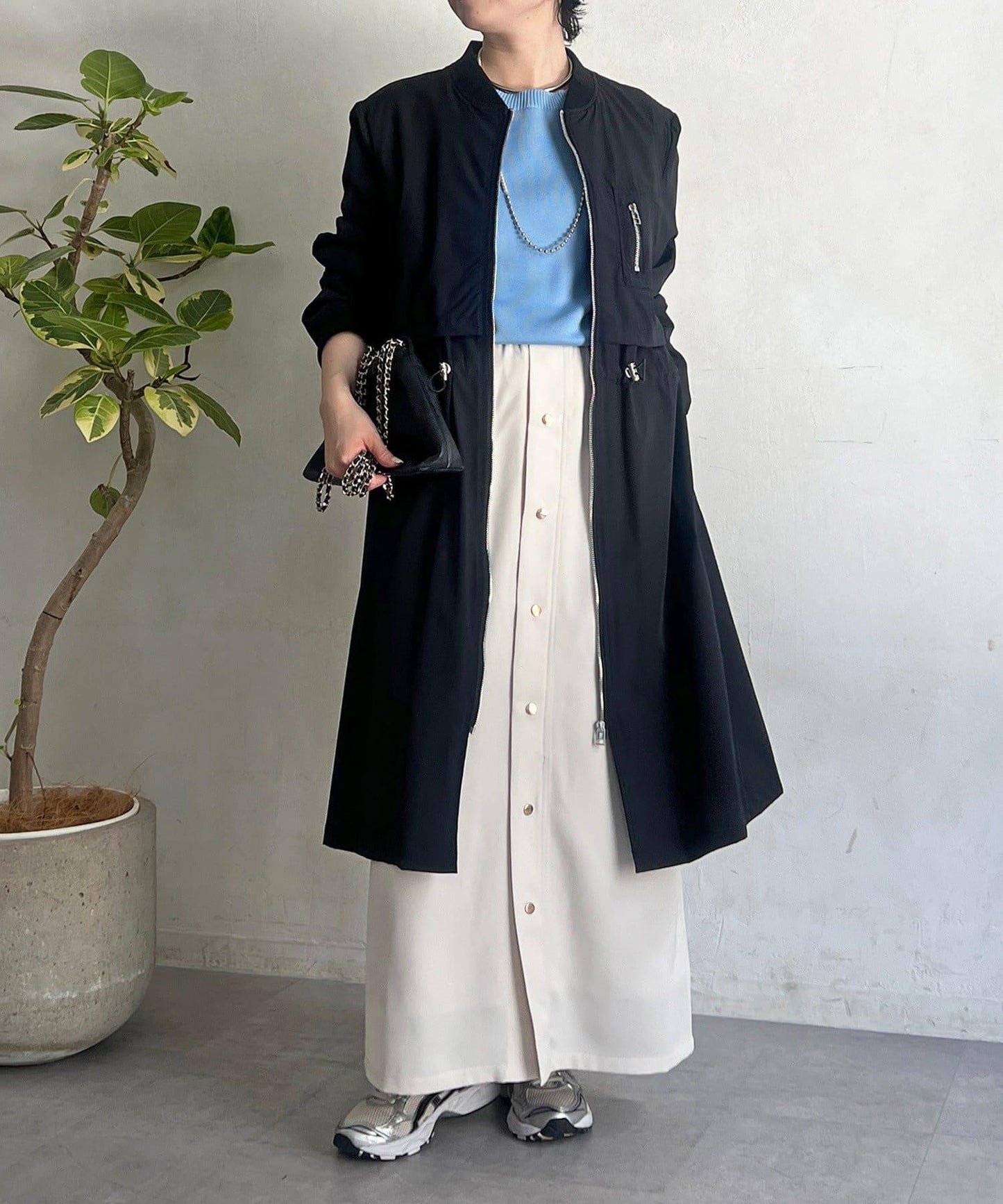 腰部抽繩設計 大衣