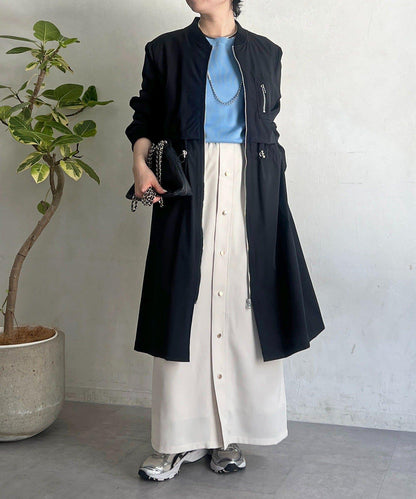 腰部抽繩設計 大衣