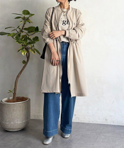 腰部抽繩設計 大衣