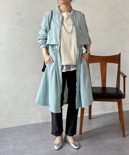 腰部抽繩設計 大衣