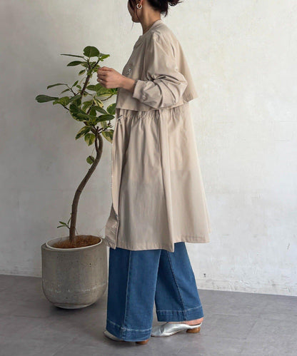 腰部抽繩設計 大衣