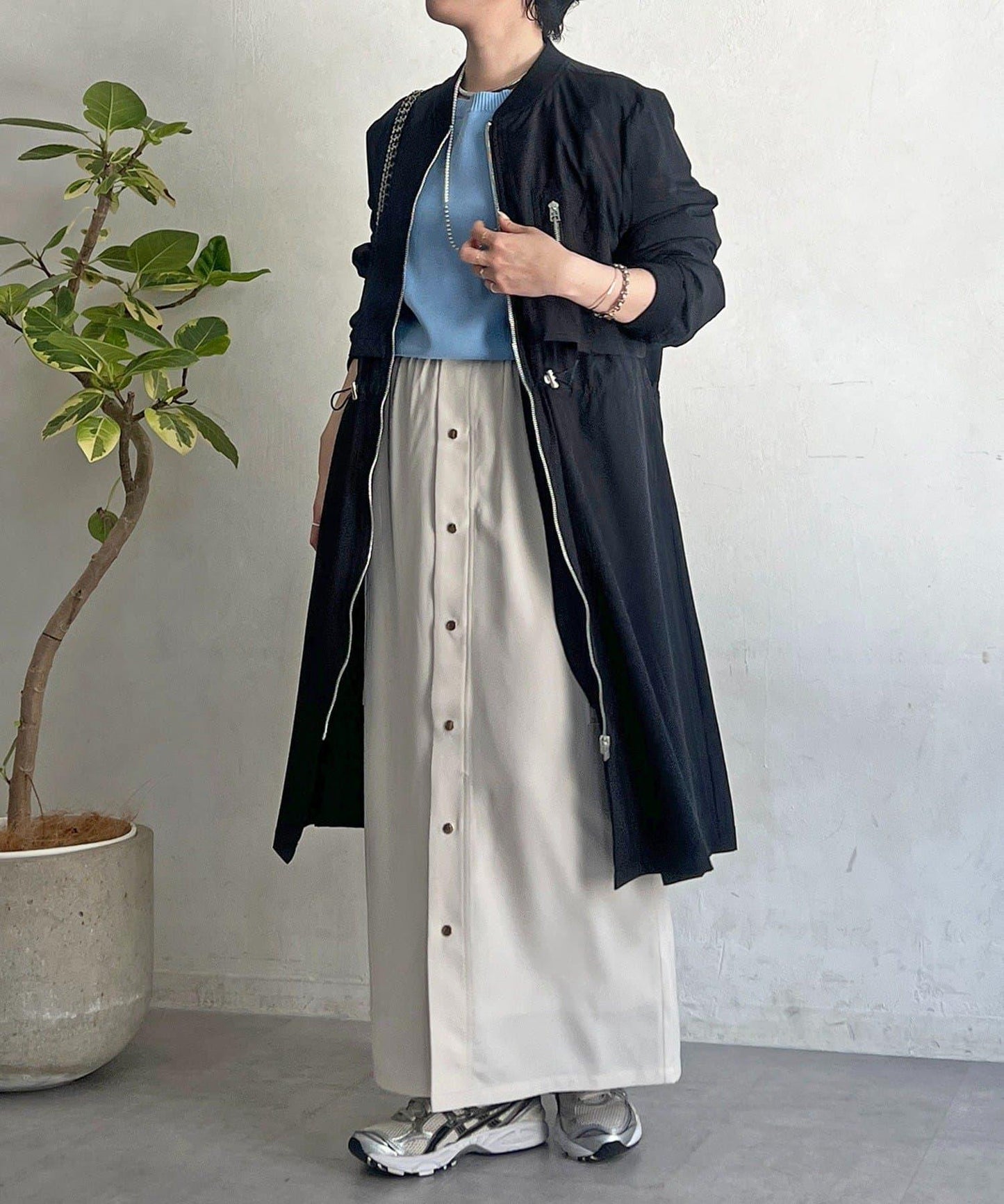 腰部抽繩設計 大衣