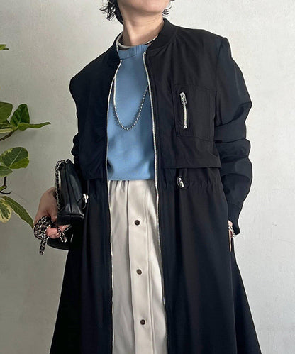 腰部抽繩設計 大衣