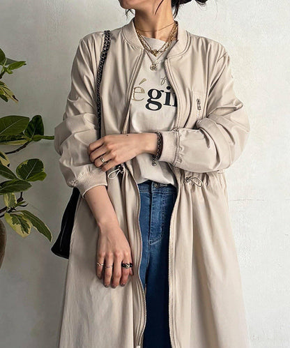 腰部抽繩設計 大衣