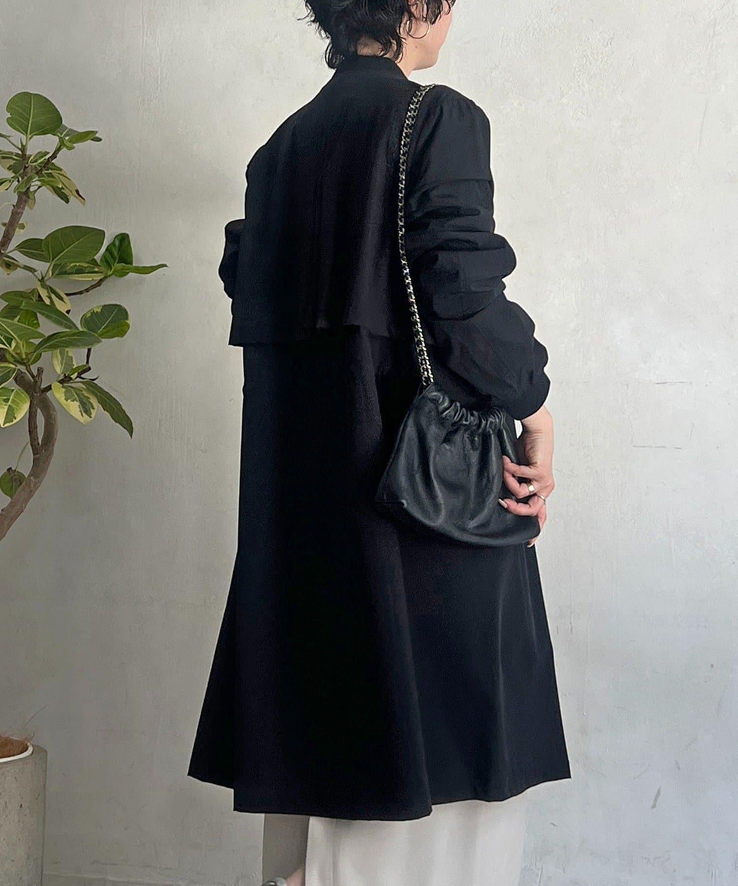 腰部抽繩設計 大衣