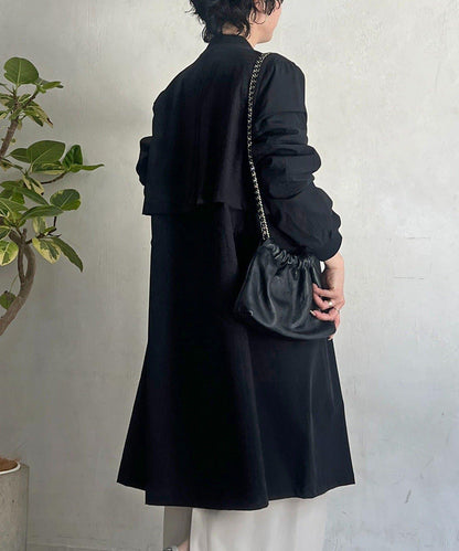 腰部抽繩設計 大衣