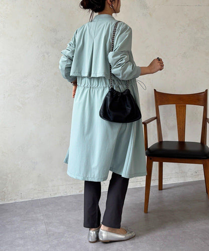 腰部抽繩設計 大衣