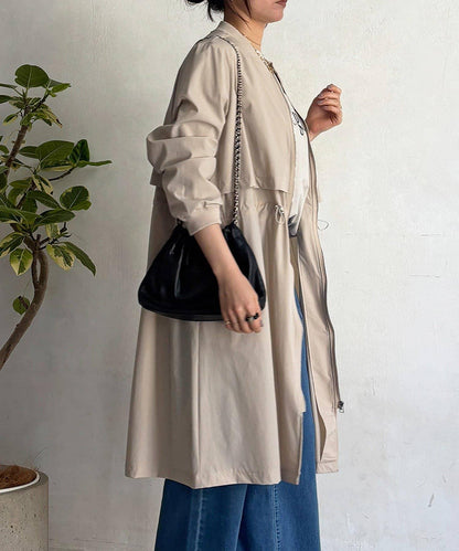 腰部抽繩設計 大衣