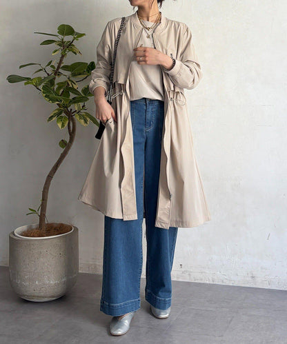 腰部抽繩設計 大衣