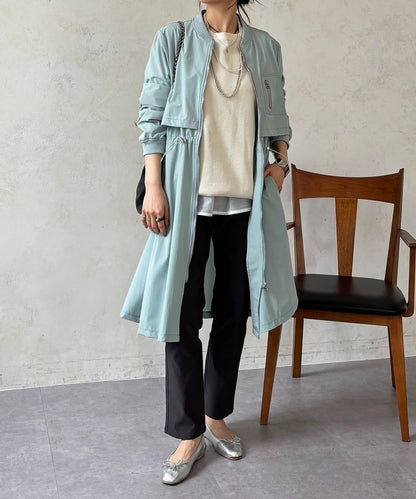 腰部抽繩設計 大衣