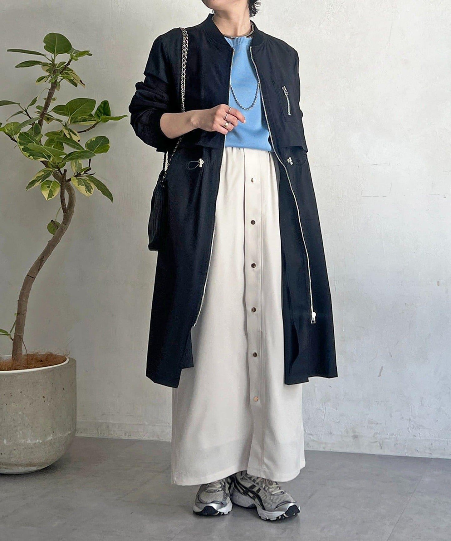 腰部抽繩設計 大衣