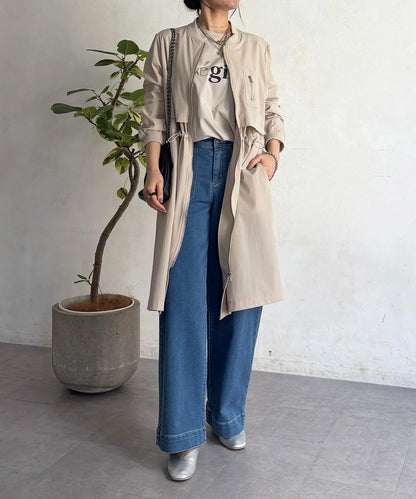 腰部抽繩設計 大衣