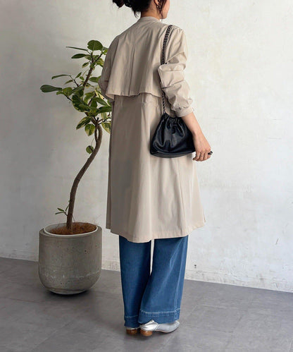 腰部抽繩設計 大衣