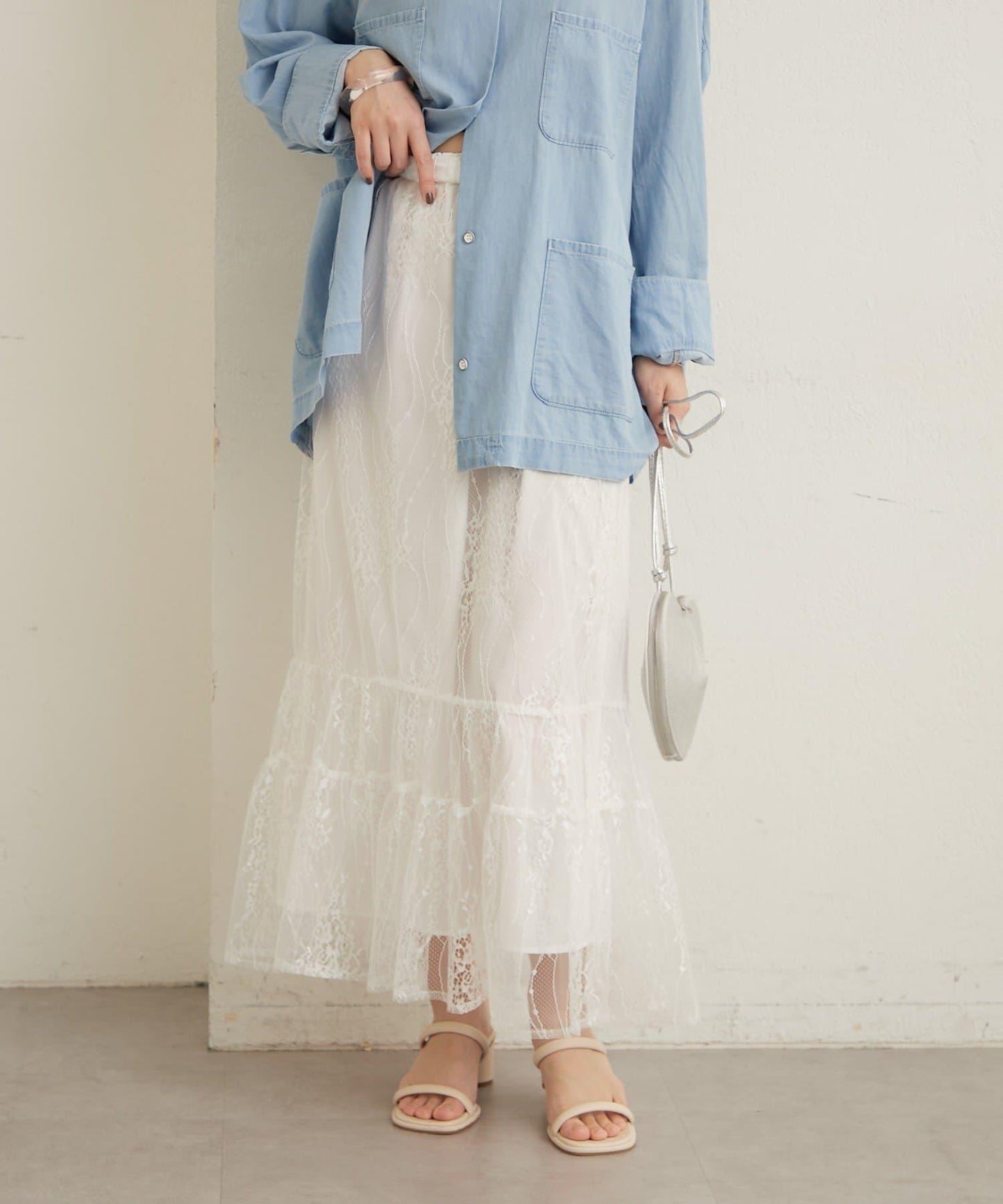 透紗蕾絲設計 半身裙