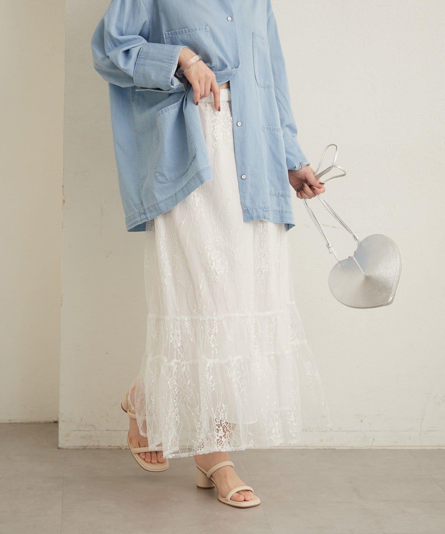 透紗蕾絲設計 半身裙