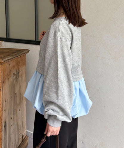 下襬氣球船領毛圈套頭上衣