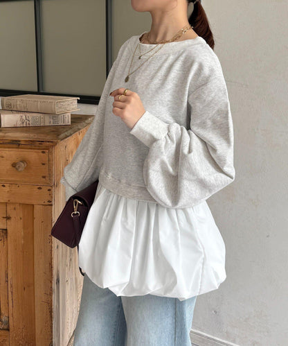 下襬氣球船領毛圈套頭上衣