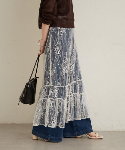 透紗蕾絲設計 半身裙