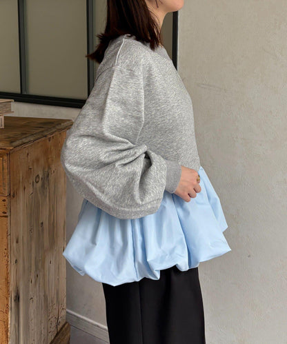 下襬氣球船領毛圈套頭上衣