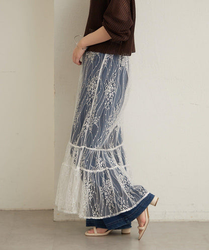 透紗蕾絲設計 半身裙