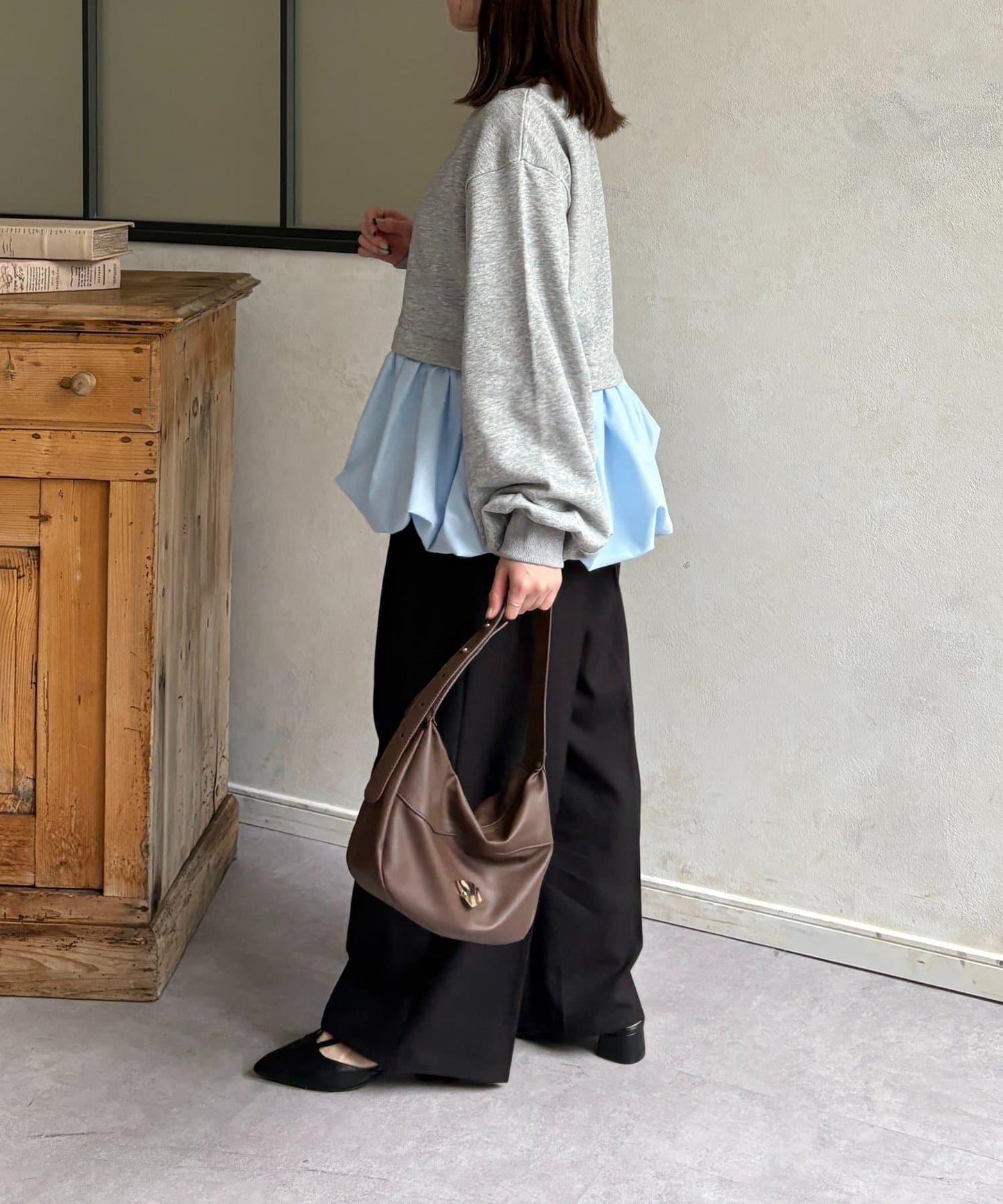 下襬氣球船領毛圈套頭上衣