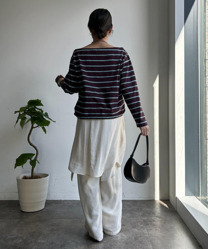 多色條紋露肩T恤