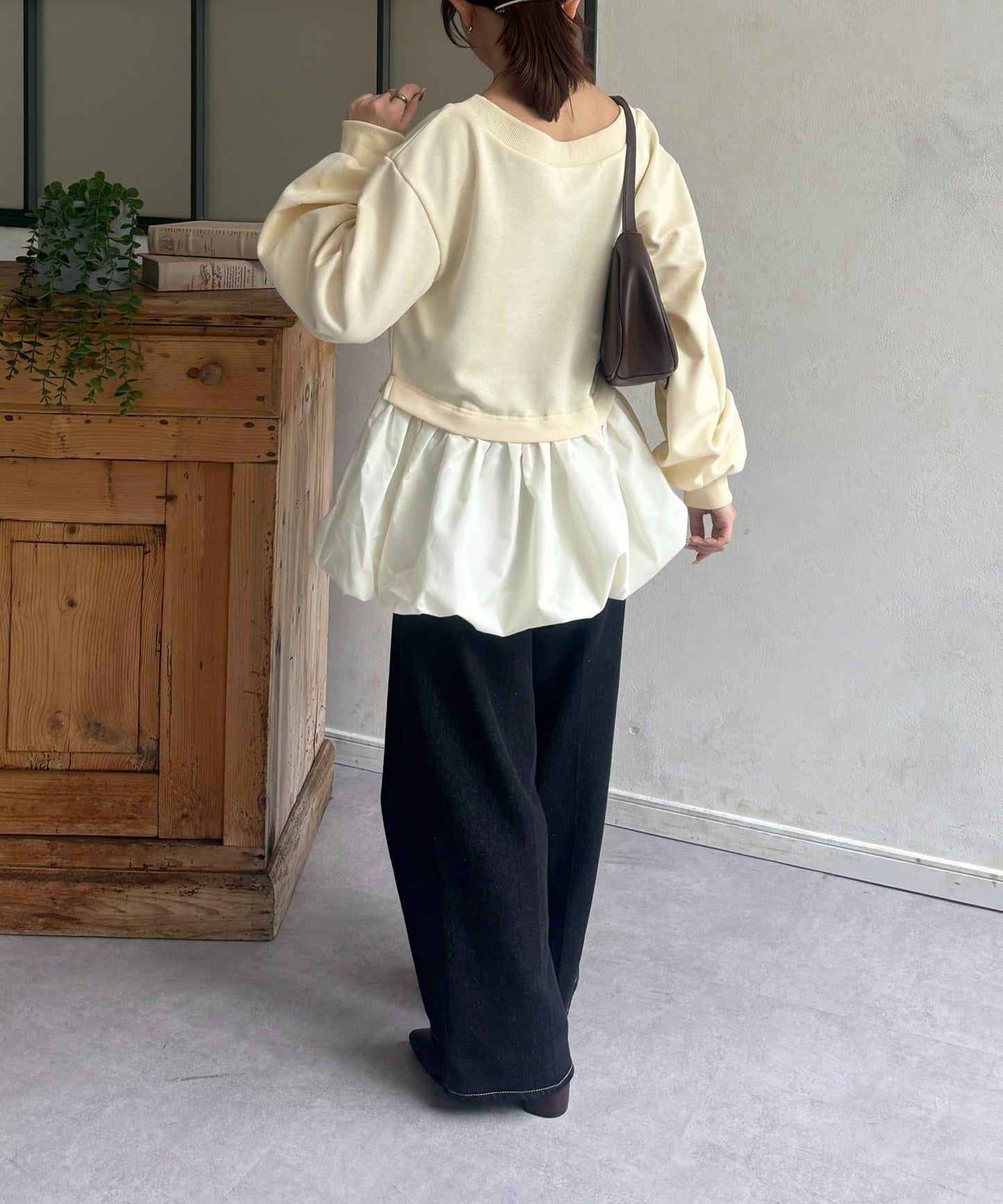 下襬氣球船領毛圈套頭上衣