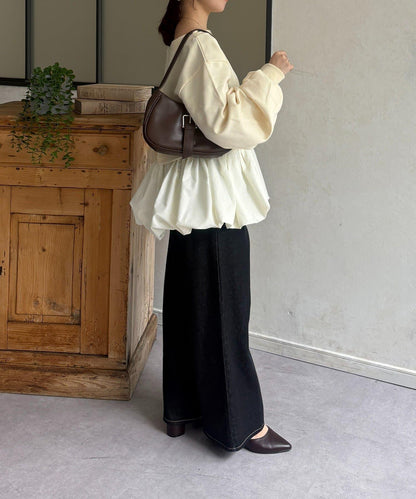 下襬氣球船領毛圈套頭上衣