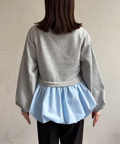 下襬氣球船領毛圈套頭上衣