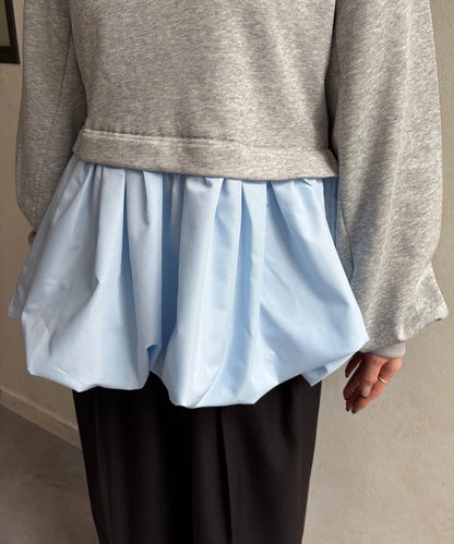 下襬氣球船領毛圈套頭上衣