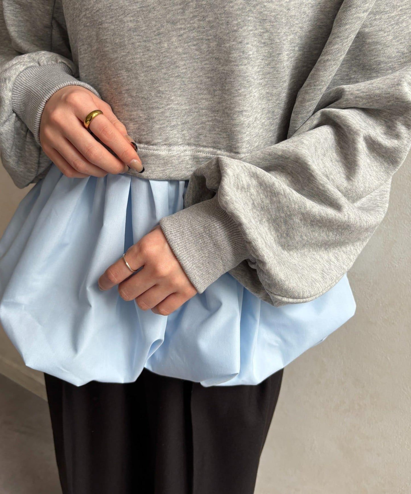 下襬氣球船領毛圈套頭上衣