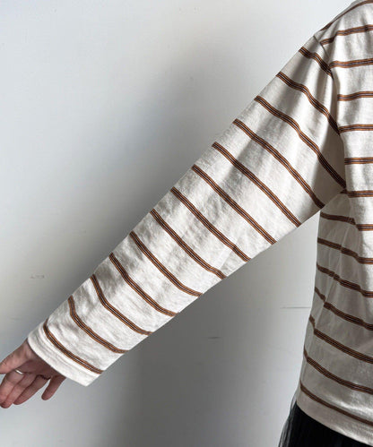 多色條紋露肩T恤