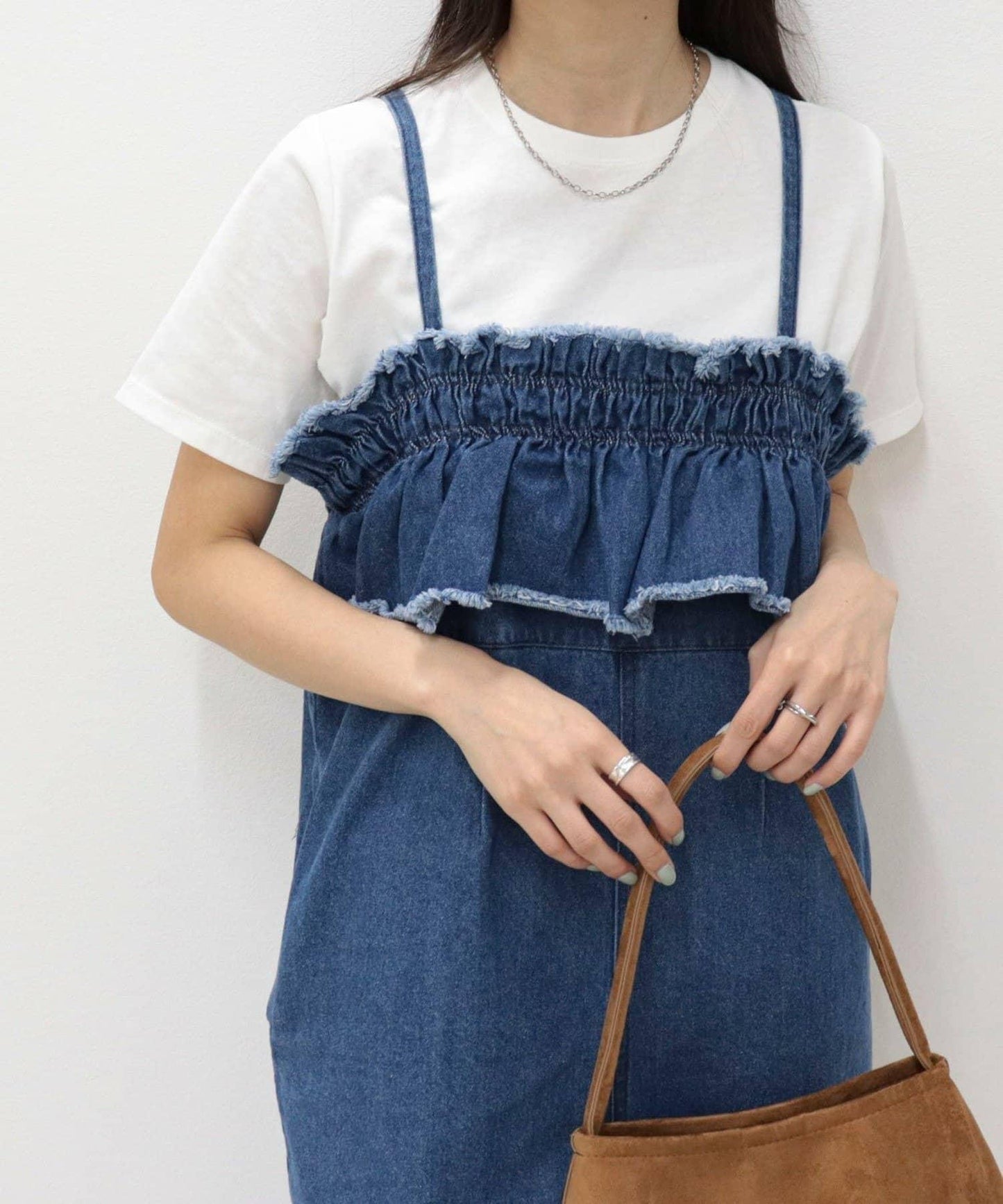 荷葉邊牛仔連體褲