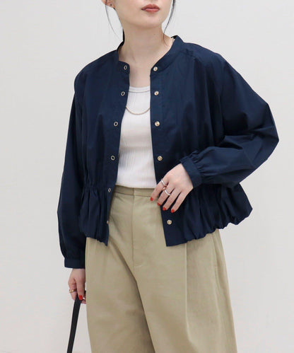 短款泡泡袖前開襟襯衫