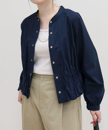 短款泡泡袖前開襟襯衫