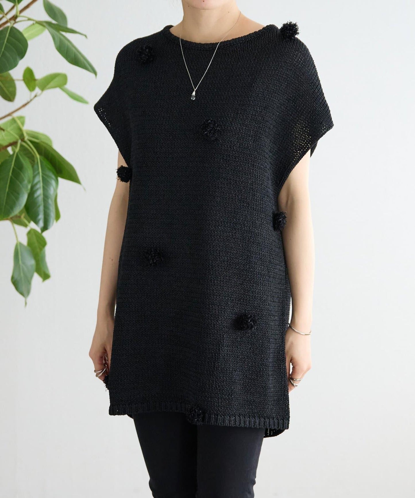 毛球裝飾 法式風格 針織套頭衫