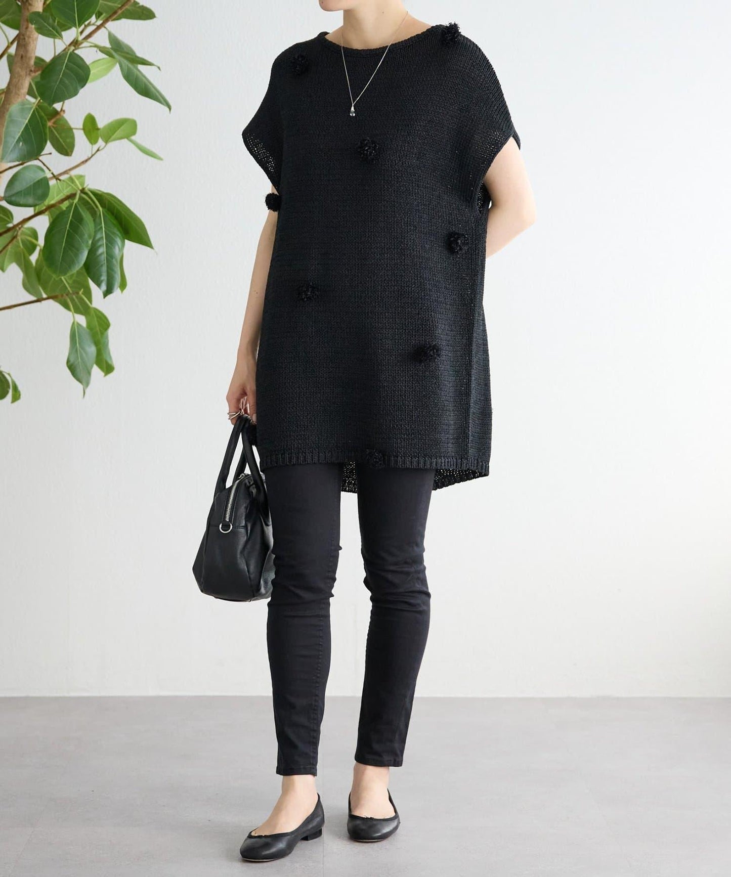 毛球裝飾 法式風格 針織套頭衫