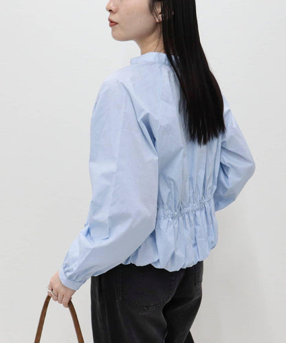 短款泡泡袖前開襟襯衫