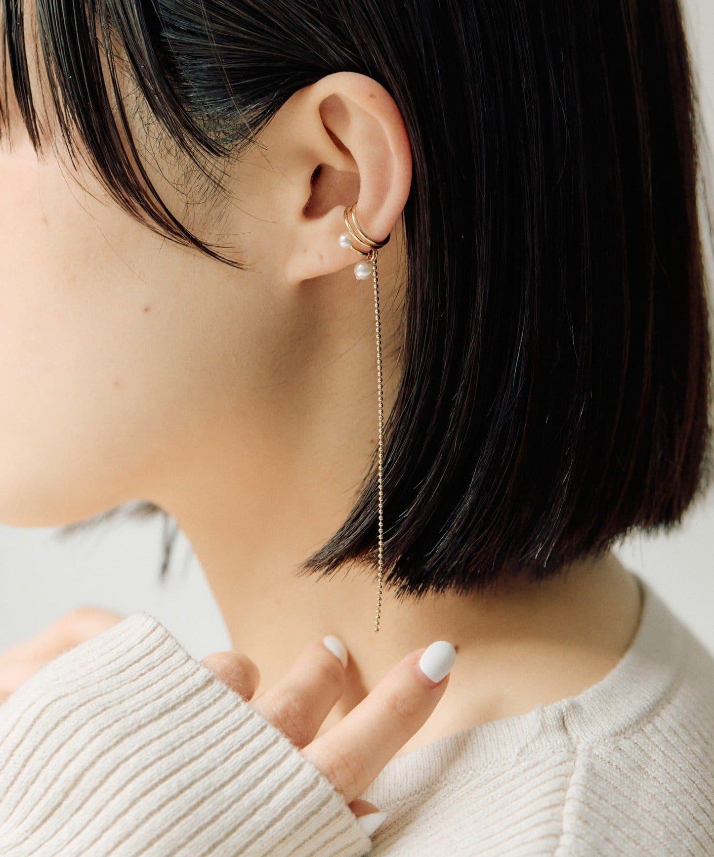 球鏈珍珠設計耳扣