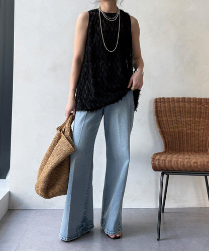 流蘇提花無袖上衣