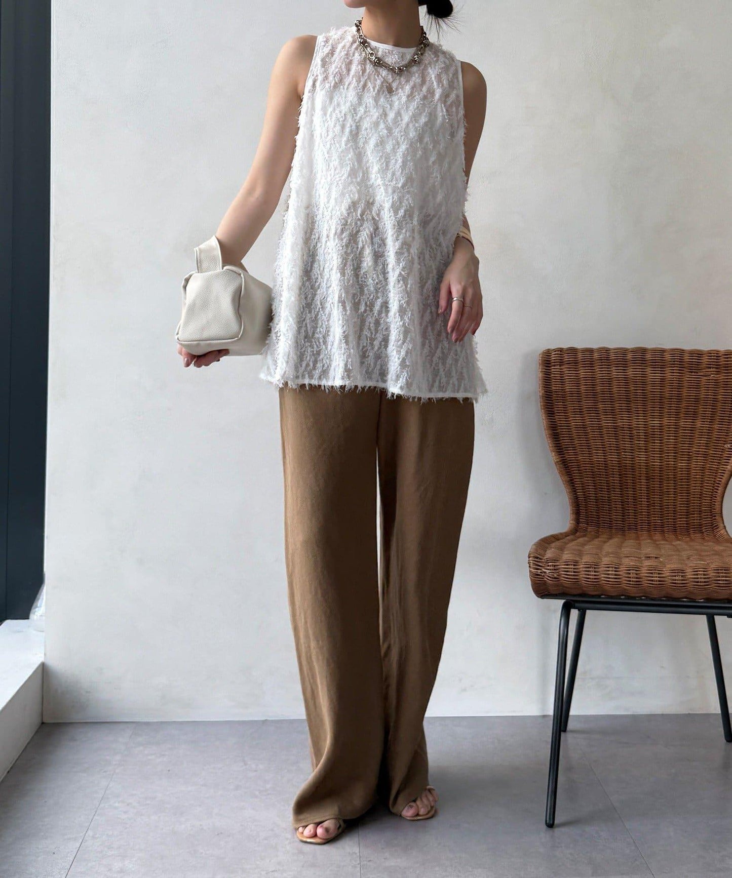 流蘇提花無袖上衣