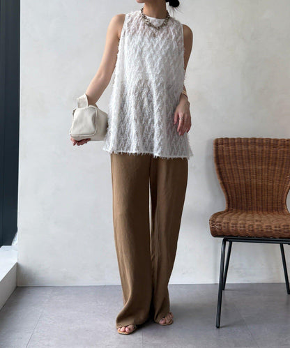 流蘇提花無袖上衣